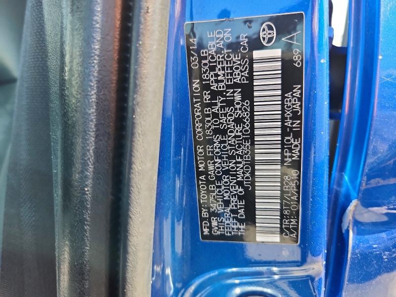 2014 Toyota Prius C მანქანა იყიდება აუქციონზე, vin: JTDKDTB35E1066826, აუქციონის ნომერი: 62971826