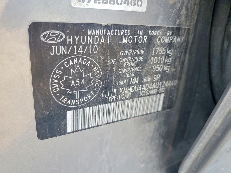 59401146 :رقم المزاد ، KMHDU4AD4AU124440 vin ، 2010 Hyundai Elantra مزاد بيع