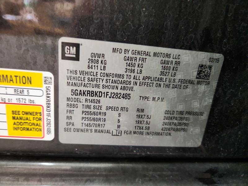 Aukcja sprzedaży 2015 Buick Enclave, vin: 5GAKRBKD1FJ282485, numer aukcji: 61029136