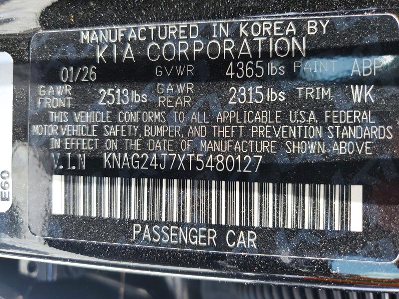 60199506 :رقم المزاد ، KNAG24J7XT5480127 vin ، 2026 Kia K5 مزاد بيع