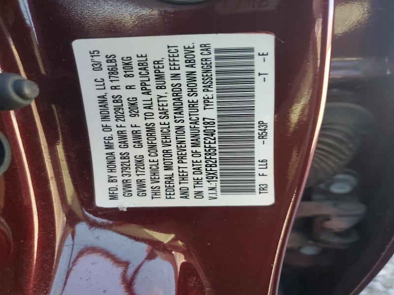 Продажа на аукционе авто 2015 Honda Civic, vin: 19XFB2F85FE240187, номер лота: 63003576