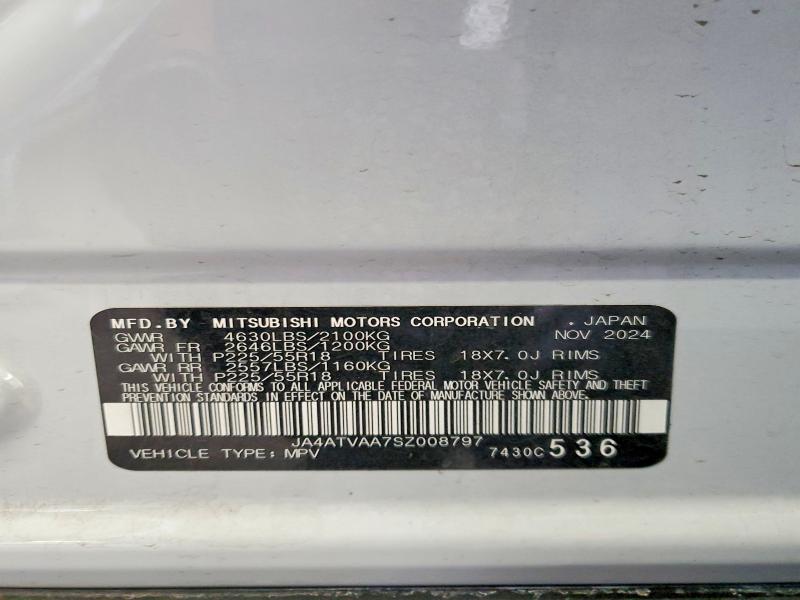 60359556 :رقم المزاد ، JA4ATVAA7SZ008797 vin ، 2025 Mitsubishi Eclipse Cross مزاد بيع