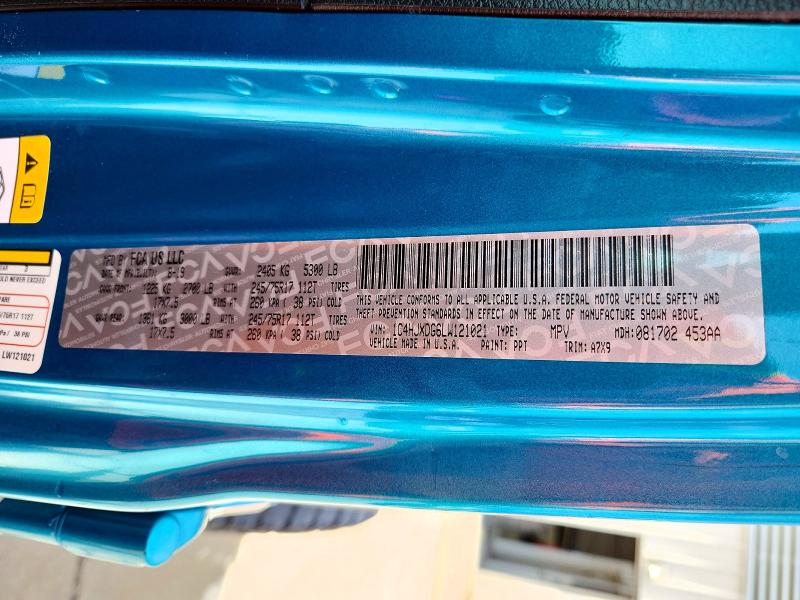 62607286 :رقم المزاد ، 1C4HJXDG6LW121021 vin ، 2020 Jeep Wrangler Unlimited مزاد بيع