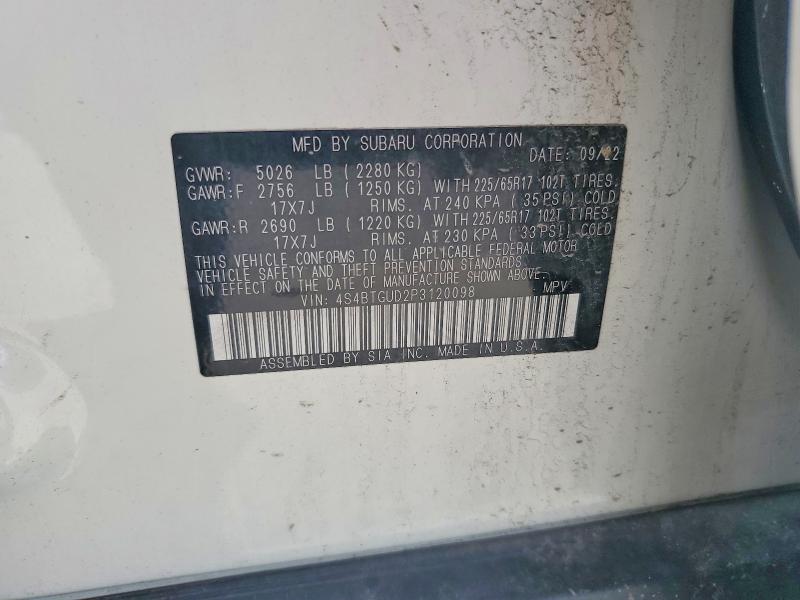 Продажа на аукционе авто 2023 Subaru Outback, vin: 4S4BTGUD2P3120098, номер лота: 59286966