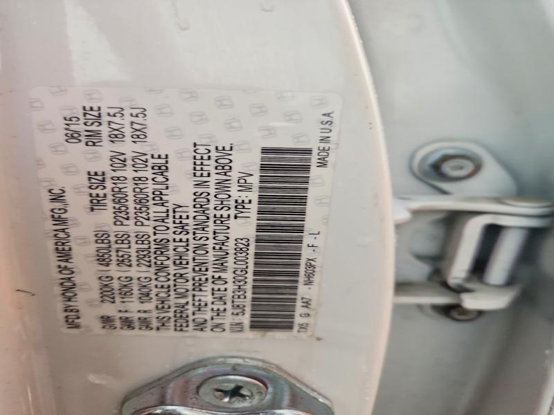 59550626 :رقم المزاد ، 5J8TB3H30GL003823 vin ، 2016 Acura Rdx مزاد بيع