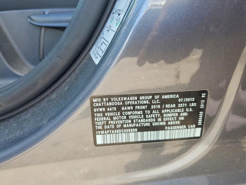 Aukcja sprzedaży 2013 Volkswagen Passat, vin: 1VWAP7A38DC005658, numer aukcji: 60469976