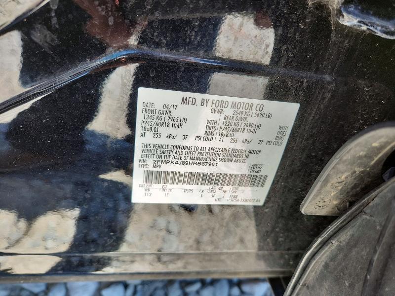60459666 :رقم المزاد ، 2FMPK4J89HBB87961 vin ، 2017 Ford Edge مزاد بيع