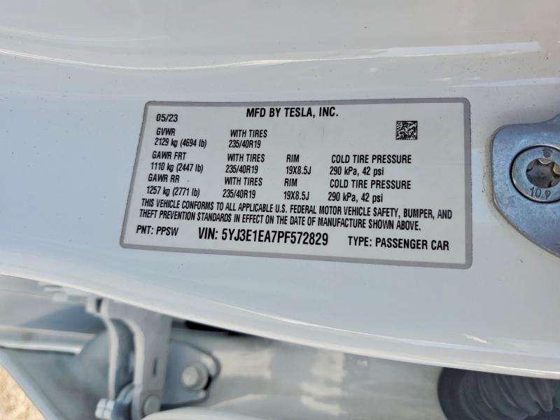 Продаж на аукціоні авто 2023 Tesla Model 3, vin: 5YJ3E1EA7PF572829, номер лоту: 61558716