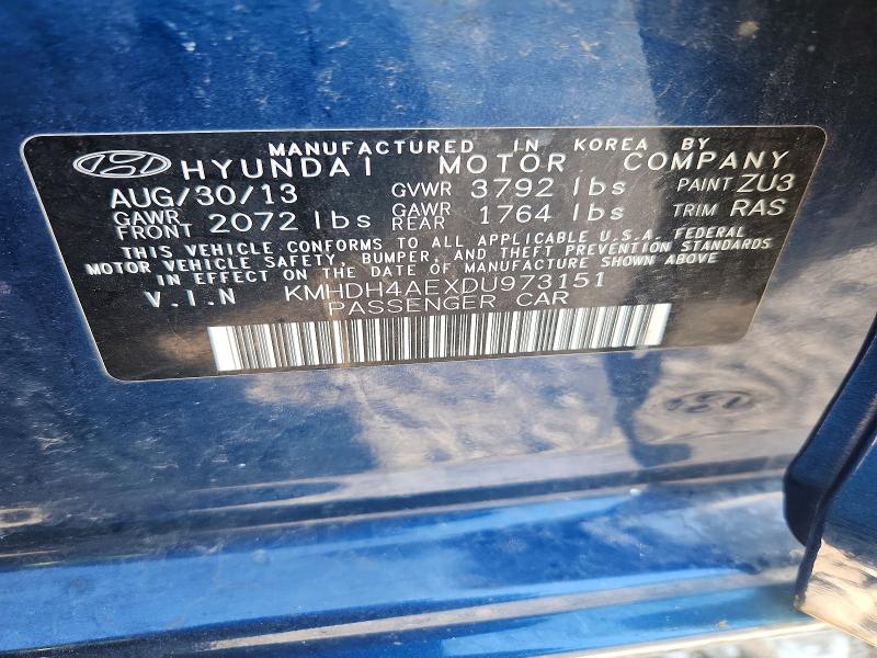 Aukcja sprzedaży 2013 Hyundai Elantra, vin: KMHDH4AEXDU973151, numer aukcji: 61059666
