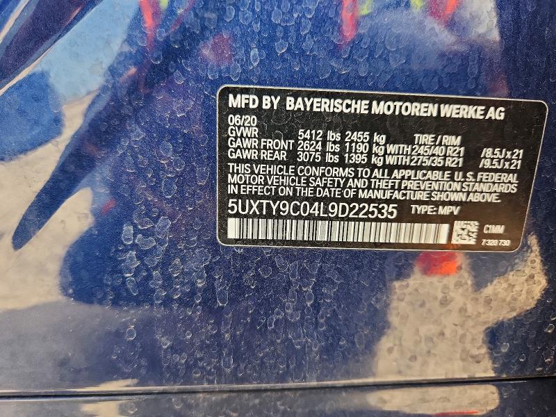 61612236 :رقم المزاد ، 5UXTY9C04L9D22535 vin ، 2020 Bmw X3 مزاد بيع
