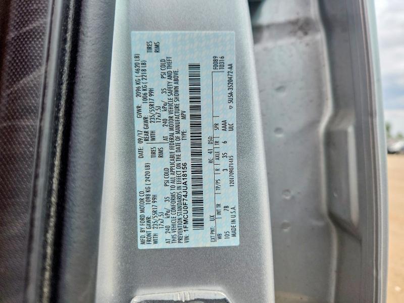 2018 Ford Escape მანქანა იყიდება აუქციონზე, vin: 1FMCU0F74JUA18156, აუქციონის ნომერი: 61635876