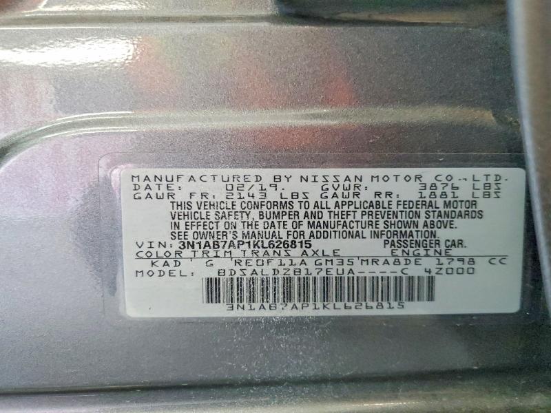Продажа на аукционе авто 2019 Nissan Sentra, vin: 3N1AB7AP1KL626815, номер лота: 63244766