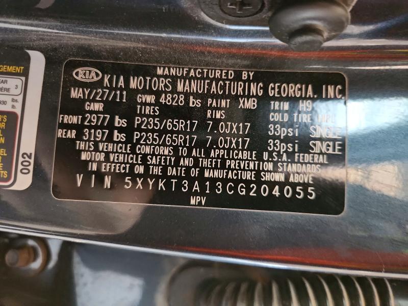 Продаж на аукціоні авто 2012 Kia Sorento, vin: 5XYKT3A13CG204055, номер лоту: 62641906