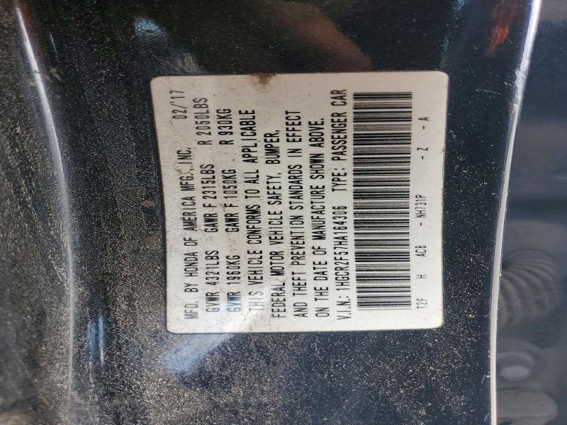 Продажа на аукционе авто 2017 Honda Accord, vin: 1HGCR2F57HA164306, номер лота: 61085436