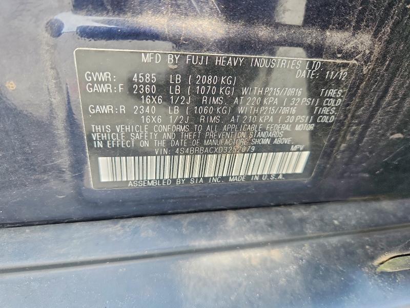 Продажа на аукционе авто 2013 Subaru Outback, vin: 4S4BRBACXD3252079, номер лота: 61561476