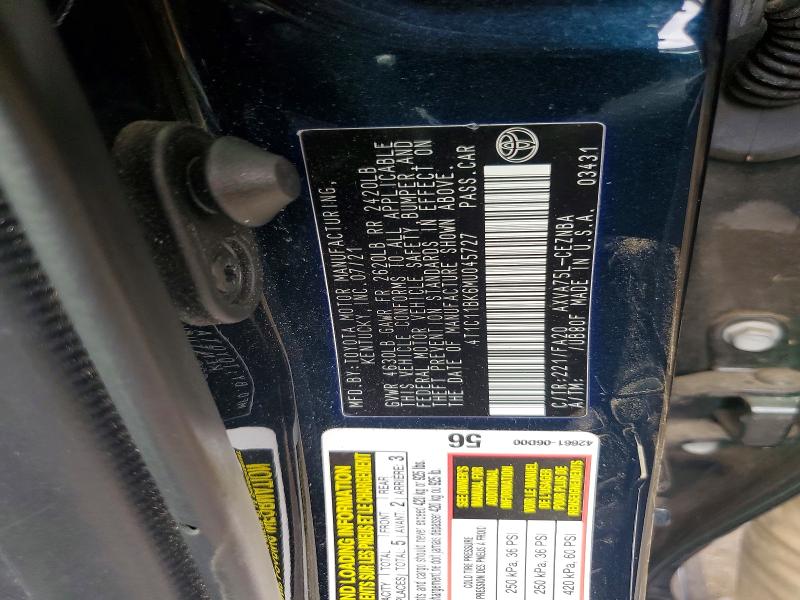 Продаж на аукціоні авто 2021 Toyota Camry, vin: 4T1C11BK6MU045727, номер лоту: 58776466