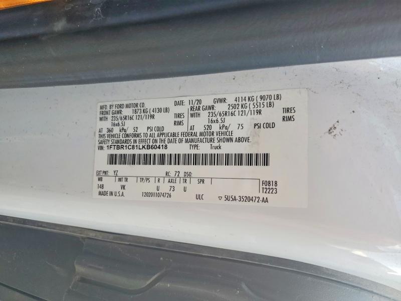 Продажа на аукционе авто 2020 Ford Transit, vin: 1FTBR1C81LKB60418, номер лота: 59145796