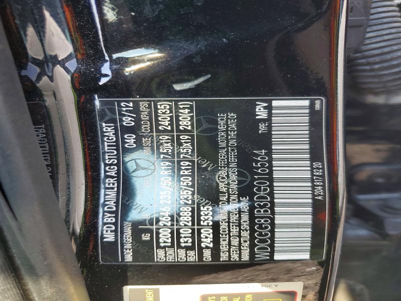 63348086 :رقم المزاد ، WDCGG8JB3DG016564 vin ، 2013 Mercedes-benz Glk مزاد بيع