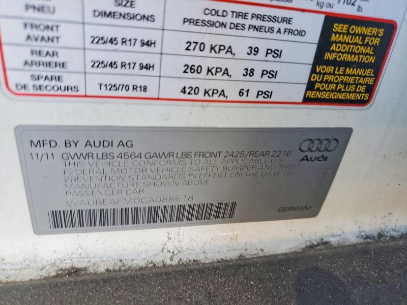 Продаж на аукціоні авто 2012 Audi A3, vin: WAUBEAFM0CA088618, номер лоту: 62650566