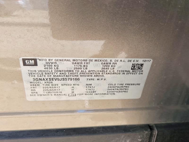 Продажа на аукционе авто 2018 Chevrolet Equinox, vin: 3GNAXSEV9JS579166, номер лота: 60950206