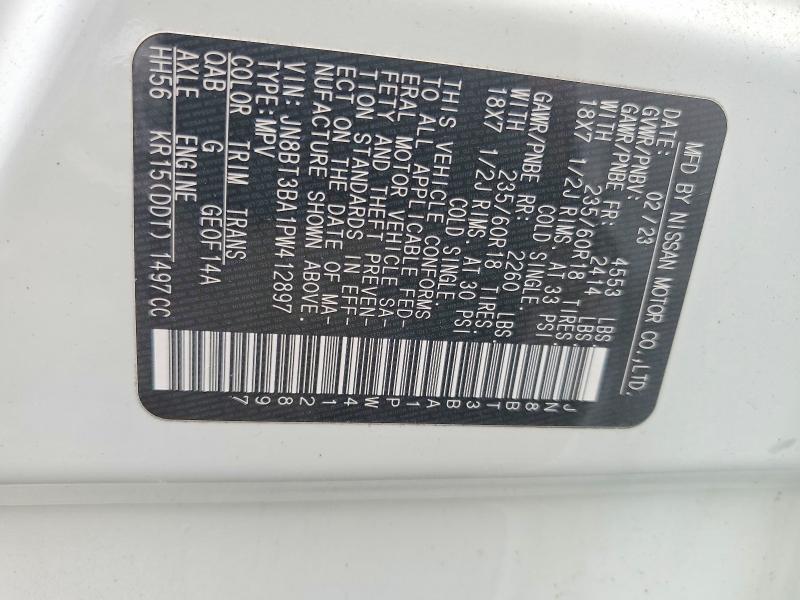 2023 Nissan Rogue მანქანა იყიდება აუქციონზე, vin: JN8BT3BA1PW412897, აუქციონის ნომერი: 63203006