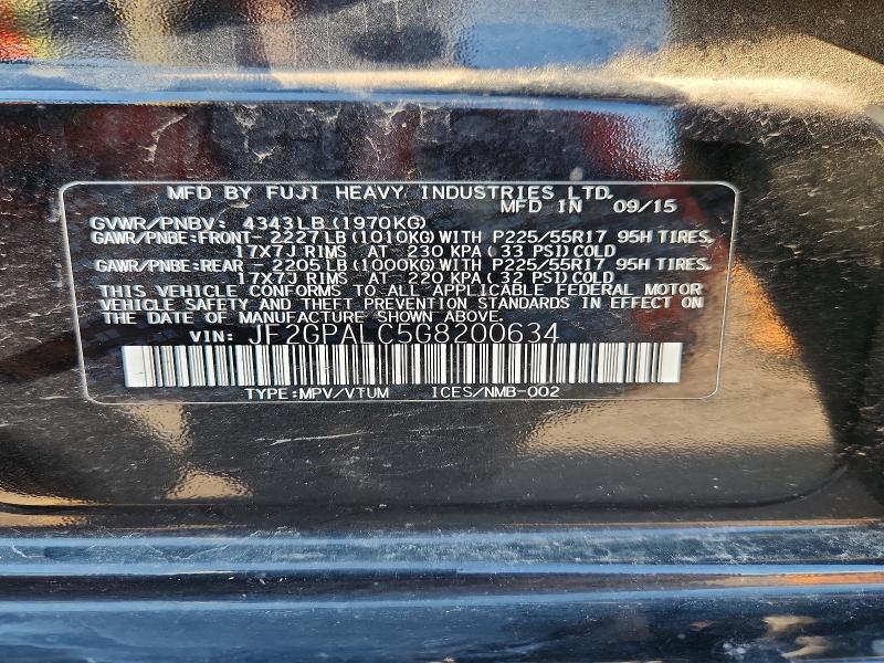 Продажа на аукционе авто 2016 Subaru Crosstrek, vin: JF2GPALC5G8200634, номер лота: 59886036