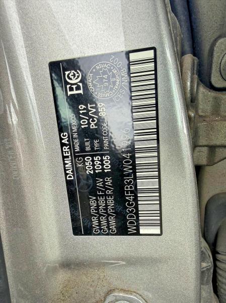 60767816 :رقم المزاد ، WDD3G4FB3LW041996 vin ، 2020 Mercedes-benz A مزاد بيع