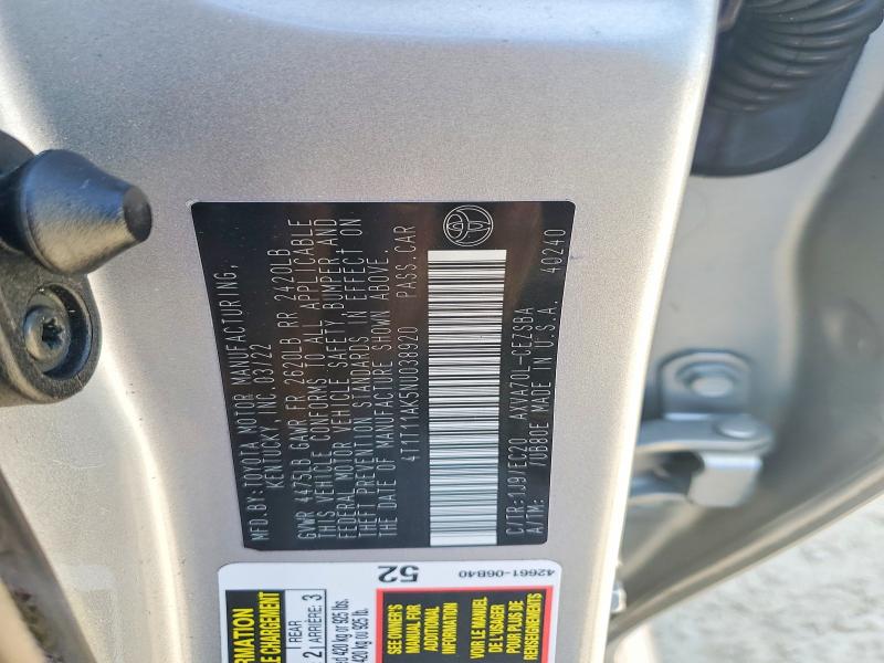 Aukcja sprzedaży 2022 Toyota Camry, vin: 4T1T11AK5NU038920, numer aukcji: 62692326
