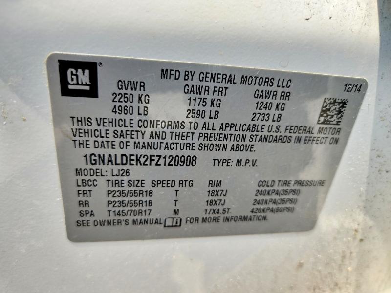 2015 Chevrolet Equinox მანქანა იყიდება აუქციონზე, vin: 1GNALDEK2FZ120908, აუქციონის ნომერი: 85973955