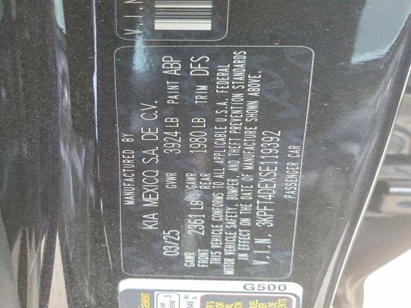 2025 Kia K4 მანქანა იყიდება აუქციონზე, vin: 3KPFT4DEXSE119392, აუქციონის ნომერი: 59649916