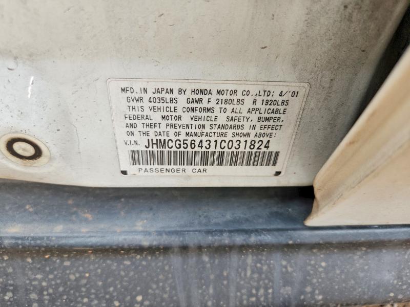 Продажа на аукционе авто 2001 Honda Accord, vin: JHMCG56431C031824, номер лота: 58324206