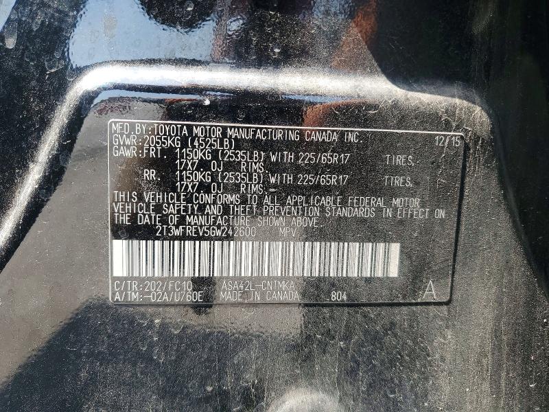 Aukcja sprzedaży 2016 Toyota Rav4, vin: 2T3WFREV5GW242600, numer aukcji: 61862596