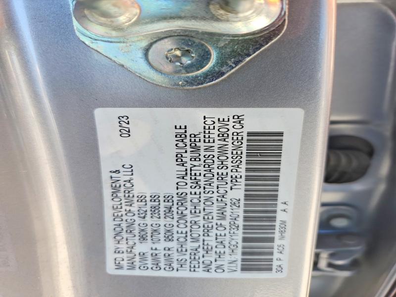 Aukcja sprzedaży 2023 Honda Accord, vin: 1HGCY1F32PA011262, numer aukcji: 61806586