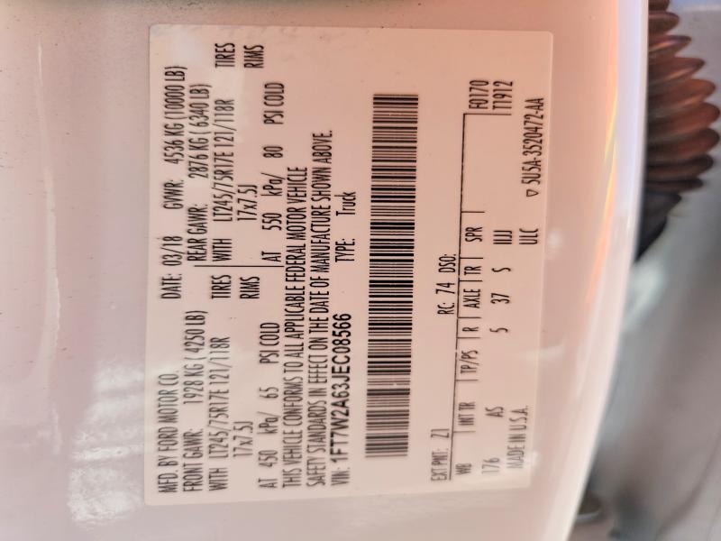2018 Ford F250 მანქანა იყიდება აუქციონზე, vin: 1FT7W2A63JEC08566, აუქციონის ნომერი: 60967186
