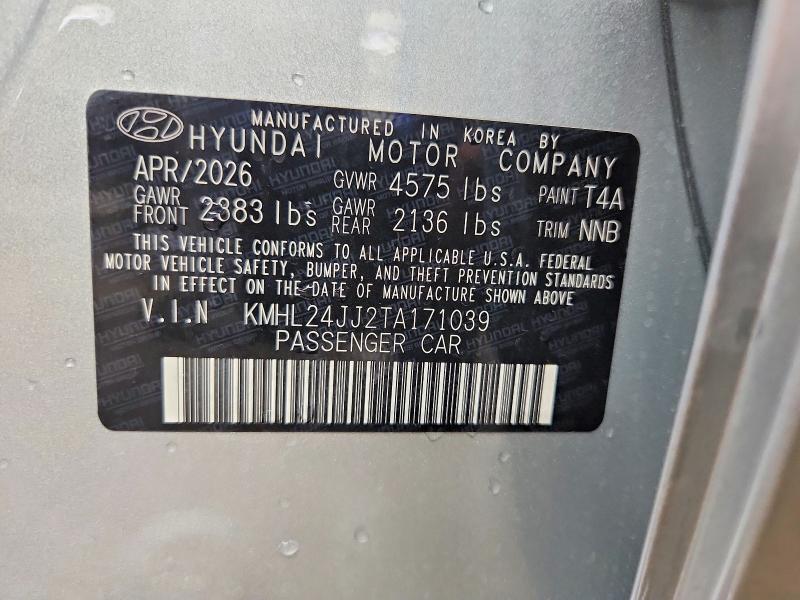 Aukcja sprzedaży 2026 Hyundai Sonata Hybrid, vin: KMHL24JJ2TA171039, numer aukcji: 62886726