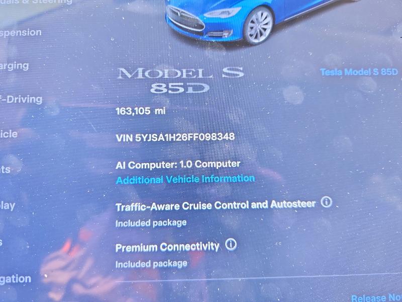 Продажа на аукционе авто 2015 Tesla Model S, vin: 5YJSA1H26FF098348, номер лота: 60811926