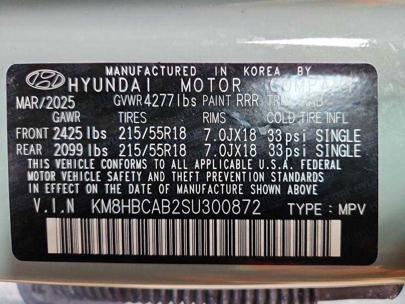 Aukcja sprzedaży 2025 Hyundai Kona, vin: KM8HBCAB2SU300872, numer aukcji: 60712996
