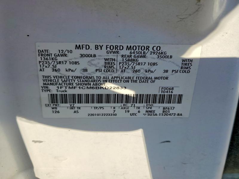 Продаж на аукціоні авто 2011 Ford F150, vin: 1FTMF1CM6BKD22833, номер лоту: 60684266