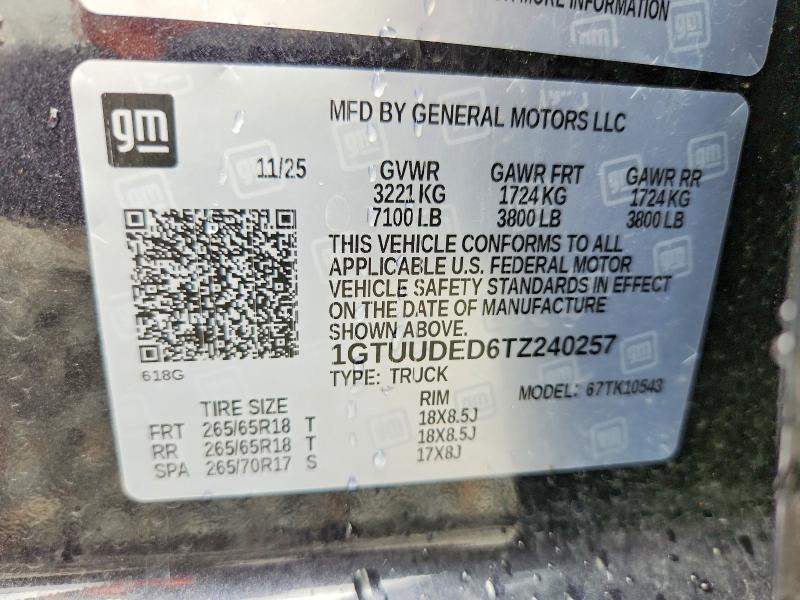 2026 Gmc Sierra მანქანა იყიდება აუქციონზე, vin: 1GTUUDED6TZ240257, აუქციონის ნომერი: 61803886