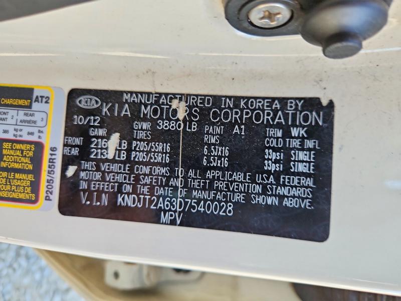 59344316 :رقم المزاد ، KNDJT2A63D7540028 vin ، 2013 Kia Soul مزاد بيع