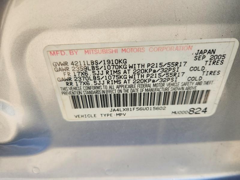 62265846 :رقم المزاد ، JA4LX81F56U015602 vin ، 2006 Mitsubishi Outlander مزاد بيع