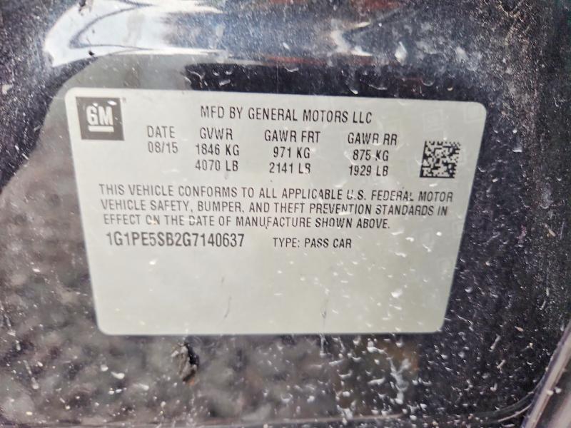 60699306 :رقم المزاد ، 1G1PE5SB2G7140637 vin ، 2016 Chevrolet Cruze Limited مزاد بيع