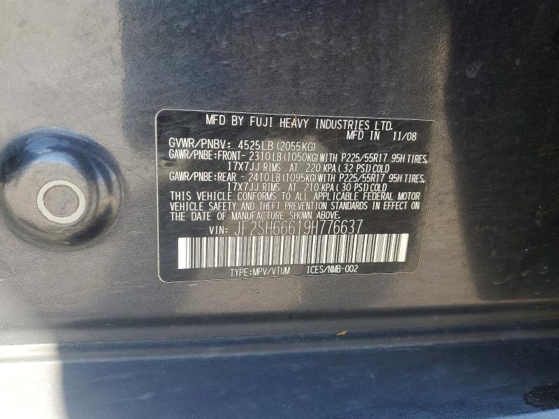 Aukcja sprzedaży 2009 Subaru Forester, vin: JF2SH66619H776637, numer aukcji: 60016526