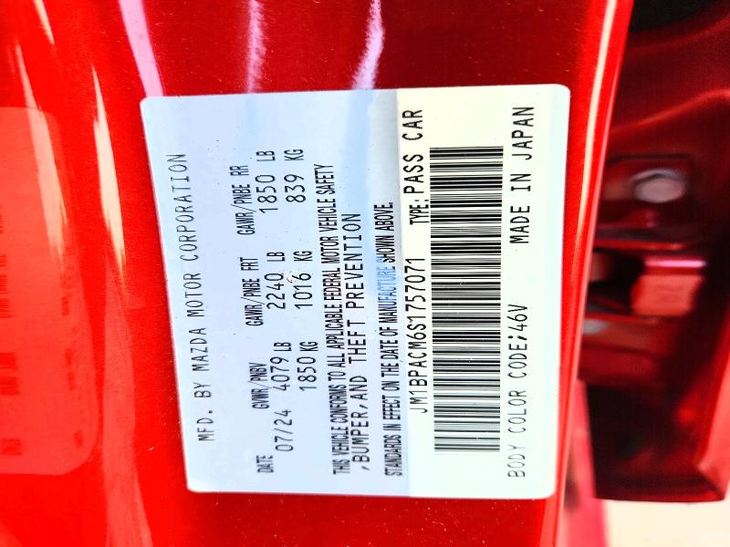 2025 Mazda 3 მანქანა იყიდება აუქციონზე, vin: JM1BPACM6S1757071, აუქციონის ნომერი: 60756936