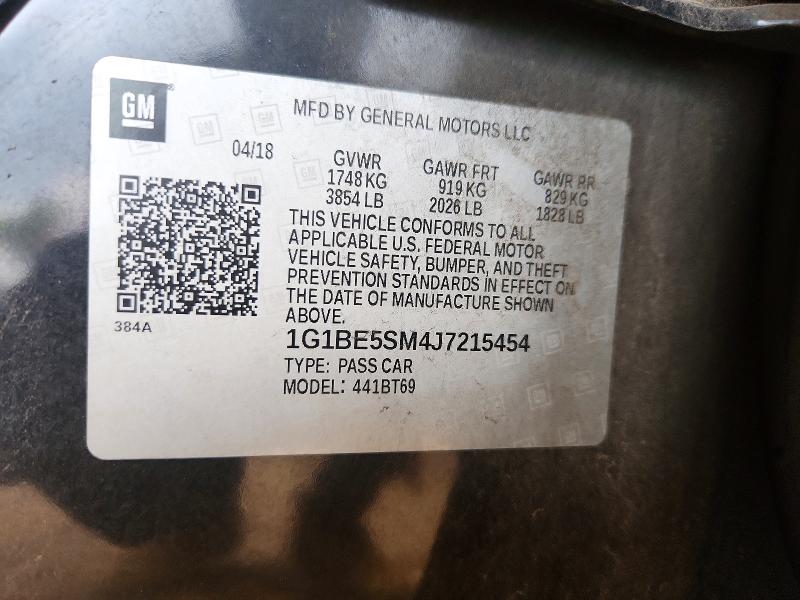 Aukcja sprzedaży 2018 Chevrolet Cruze, vin: 1G1BE5SM4J7215454, numer aukcji: 59618196