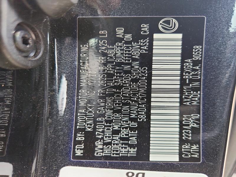 Aukcja sprzedaży 2021 Lexus Es, vin: 58ADA1C17MU004235, numer aukcji: 61865216
