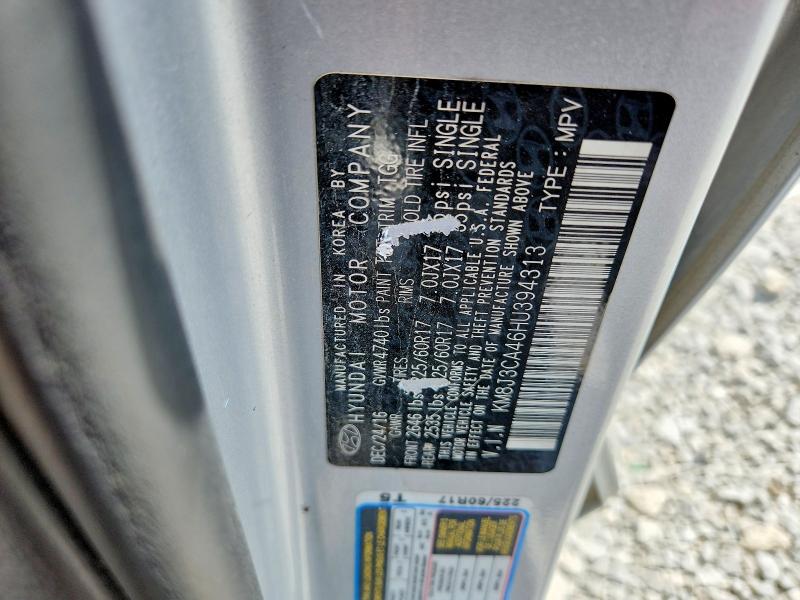 2017 Hyundai Tucson მანქანა იყიდება აუქციონზე, vin: KM8J3CA46HU394313, აუქციონის ნომერი: 60922516