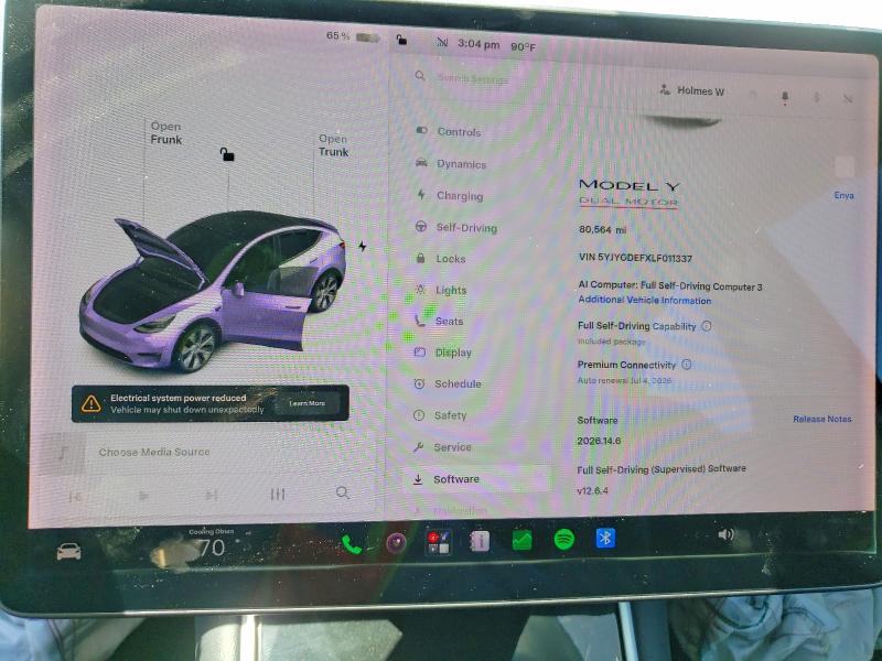 Aukcja sprzedaży 2020 Tesla Model Y, vin: 5YJYGDEFXLF011337, numer aukcji: 57175276