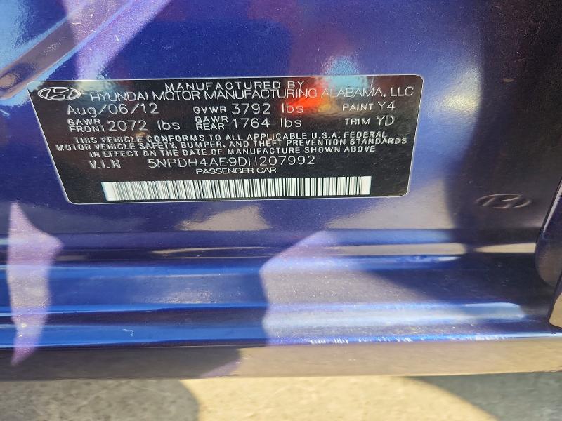 2013 Hyundai Elantra მანქანა იყიდება აუქციონზე, vin: 5NPDH4AE9DH207992, აუქციონის ნომერი: 63297566