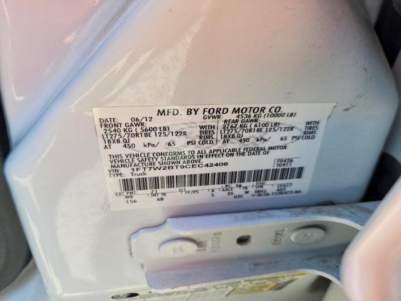 59163946 :رقم المزاد ، 1FT7W2BT9CEC42406 vin ، 2012 Ford F250 مزاد بيع